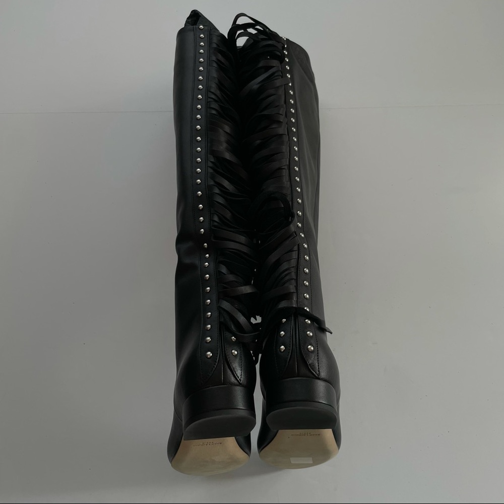 Saint Laurent Dana fringe stud knee high boots leather 8 - Picture 7 of 14